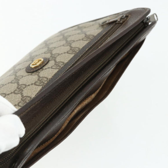 GUCCI GG Supreme Clutch Bag PVC Beige Gold 97 01 037 Auth bs34706