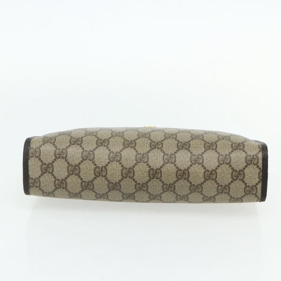 GUCCI GG Supreme Clutch Bag PVC Beige Gold 97 01 037 Auth bs34706