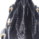 GUCCI Hand Bag Leather Black Gold Auth bs34709-17