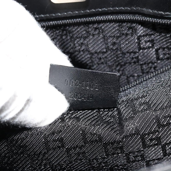 GUCCI Hand Bag Leather Black Gold Auth bs34709
