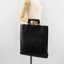 GUCCI Hand Bag Leather Black Gold Auth bs34709-21