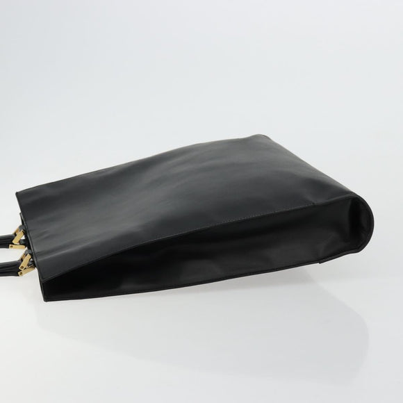 GUCCI Hand Bag Leather Black Gold Auth bs34709