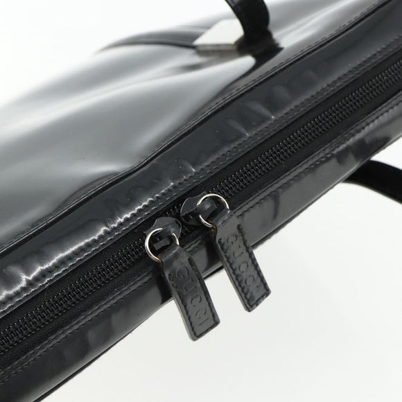 GUCCI Tote Bag Patent leather Black Silver 002 2058 0435 Auth bs34710