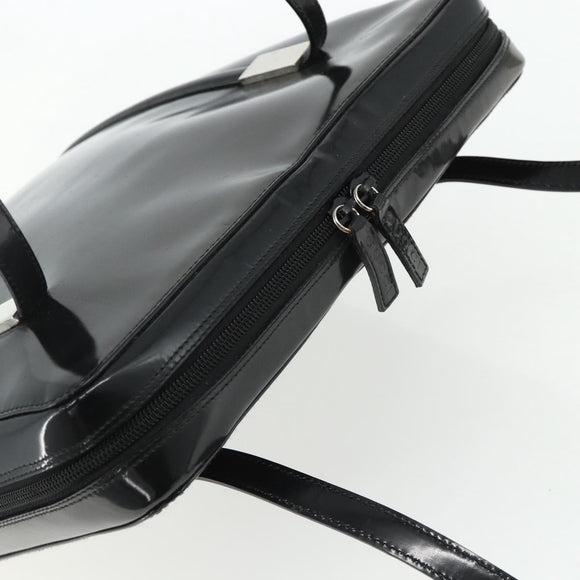 GUCCI Tote Bag Patent leather Black Silver 002 2058 0435 Auth bs34710
