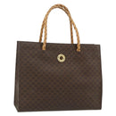CELINE Macadam Canvas Tote Bag PVC Leather Brown Gold Auth bs34711-1
