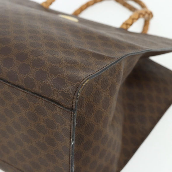 CELINE Macadam Canvas Tote Bag PVC Leather Brown Gold Auth bs34711
