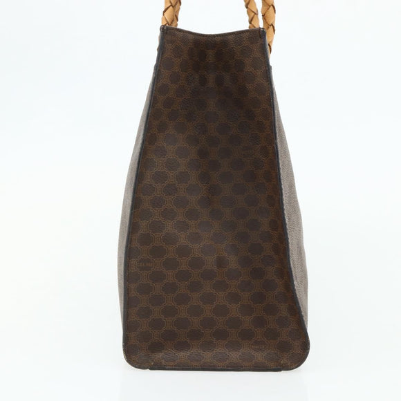 CELINE Macadam Canvas Tote Bag PVC Leather Brown Gold Auth bs34711