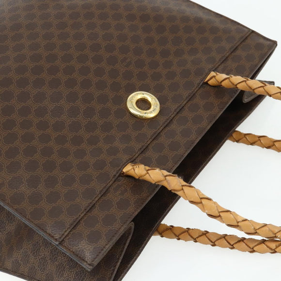 CELINE Macadam Canvas Tote Bag PVC Leather Brown Gold Auth bs34711
