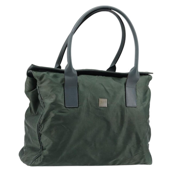 CELINE Tote Bag Nylon Green Silver Auth bs34712
