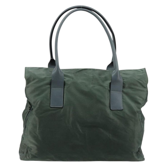 CELINE Tote Bag Nylon Green Silver Auth bs34712