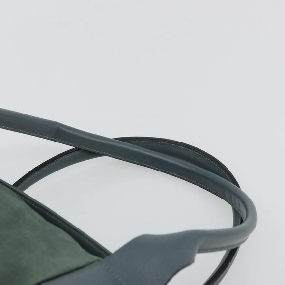 CELINE Tote Bag Nylon Green Silver Auth bs34712