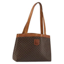 CELINE Macadam Canvas Tote Bag PVC Leather Brown Gold Auth bs34713-1