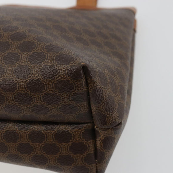 CELINE Macadam Canvas Tote Bag PVC Leather Brown Gold Auth bs34713