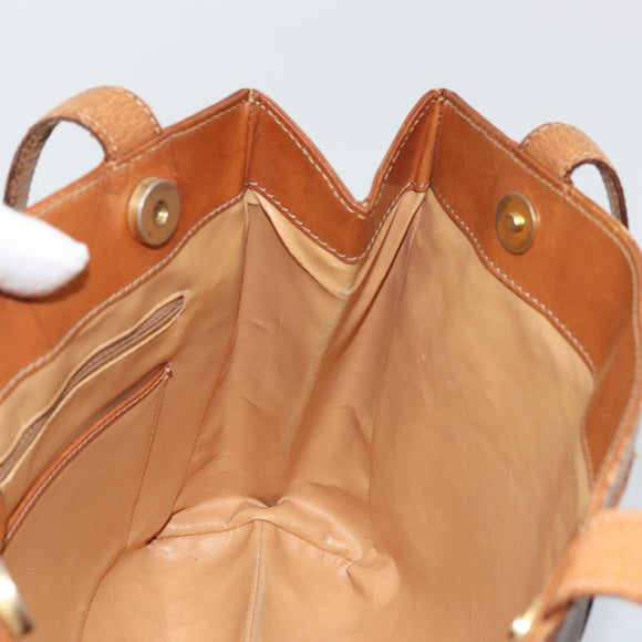 CELINE Macadam Canvas Tote Bag PVC Leather Brown Gold Auth bs34713