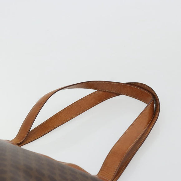 CELINE Macadam Canvas Tote Bag PVC Leather Brown Gold Auth bs34713