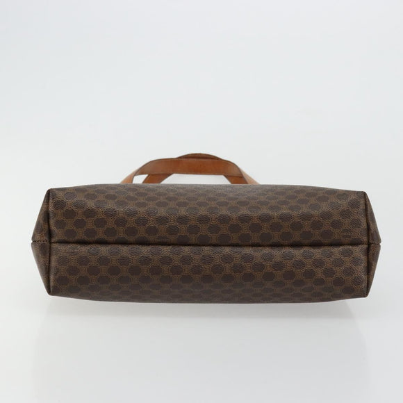 CELINE Macadam Canvas Tote Bag PVC Leather Brown Gold Auth bs34713