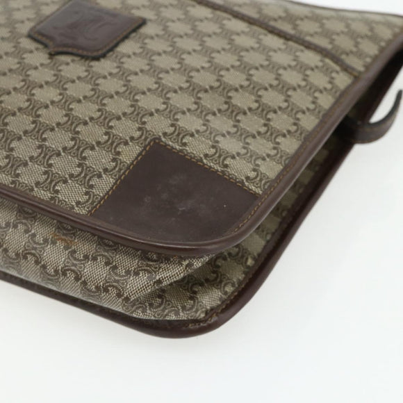 CELINE Macadam Canvas Shoulder Bag PVC Beige Gold Auth bs34714