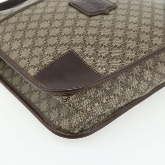CELINE Macadam Canvas Shoulder Bag PVC Beige Gold Auth bs34714