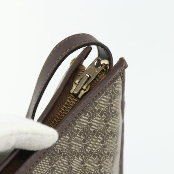 CELINE Macadam Canvas Shoulder Bag PVC Beige Gold Auth bs34714