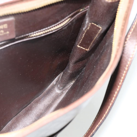 CELINE Macadam Canvas Shoulder Bag PVC Beige Gold Auth bs34714