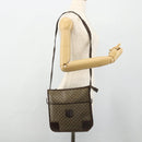 CELINE Macadam Canvas Shoulder Bag PVC Beige Gold Auth bs34714-22