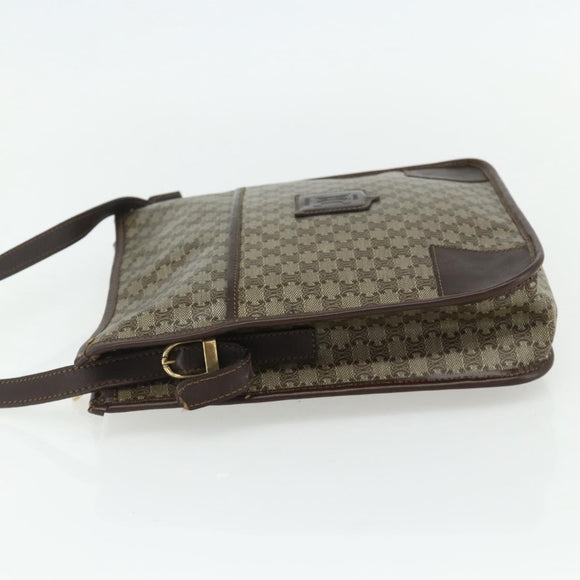 CELINE Macadam Canvas Shoulder Bag PVC Beige Gold Auth bs34714