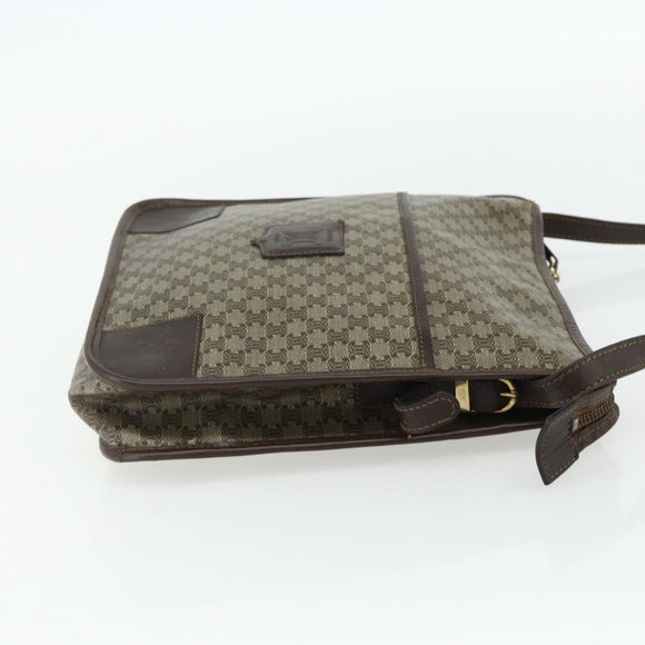 CELINE Macadam Canvas Shoulder Bag PVC Beige Gold Auth bs34714