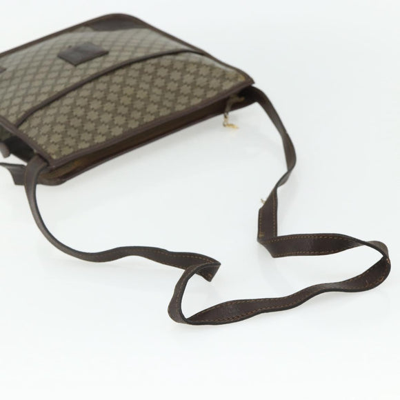 CELINE Macadam Canvas Shoulder Bag PVC Beige Gold Auth bs34714