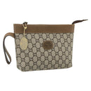 GUCCI GG Plus Supreme Clutch Bag PVC Gold Beige Auth bs34715-1