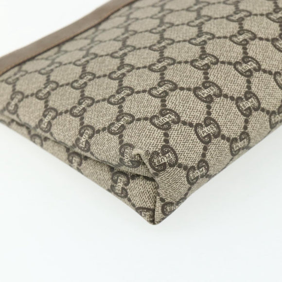 GUCCI GG Plus Supreme Clutch Bag PVC Gold Beige Auth bs34715