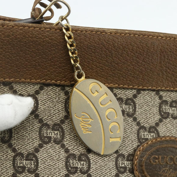 GUCCI GG Plus Supreme Clutch Bag PVC Gold Beige Auth bs34715