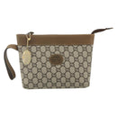 GUCCI GG Plus Supreme Clutch Bag PVC Gold Beige Auth bs34715-13