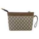 GUCCI GG Plus Supreme Clutch Bag PVC Gold Beige Auth bs34715-2