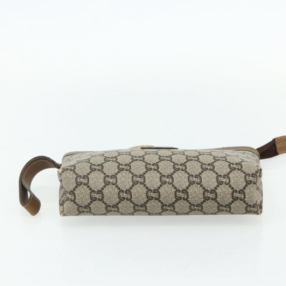 GUCCI GG Plus Supreme Clutch Bag PVC Gold Beige Auth bs34715