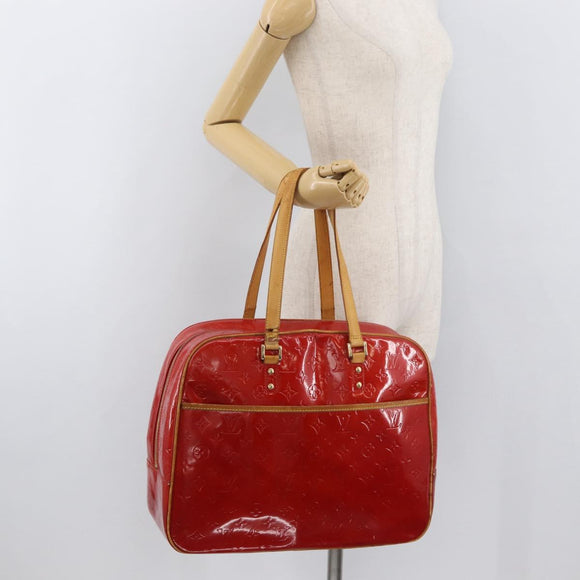 LOUIS VUITTON Monogram Vernis Sutton Hand Bag Red Rouge M91080 LV Auth bs34724