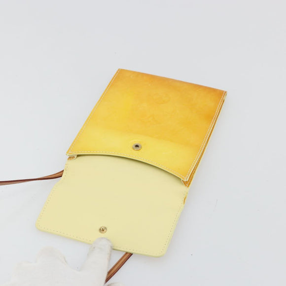 LOUIS VUITTON Monogram Vernis Kenmare Pouch Lime Yellow M91062 LV Auth bs34726A