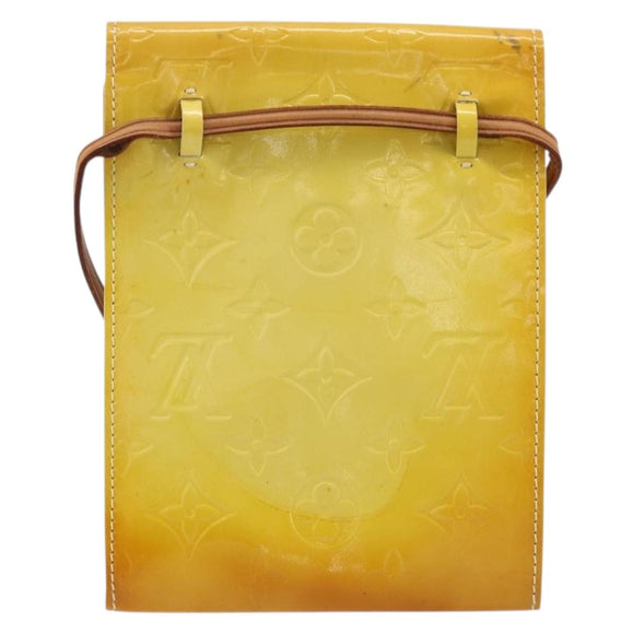LOUIS VUITTON Monogram Vernis Kenmare Pouch Lime Yellow M91062 LV Auth bs34726A