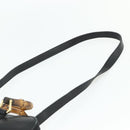 GUCCI Bamboo Hand Bag Leather 2 Set Black Gold 000 1448 0289 Auth bs34727-15