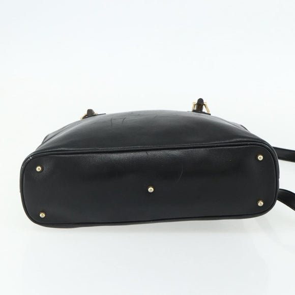 GUCCI Bamboo Hand Bag Leather 2 Set Black Gold 000 1448 0289 Auth bs34727