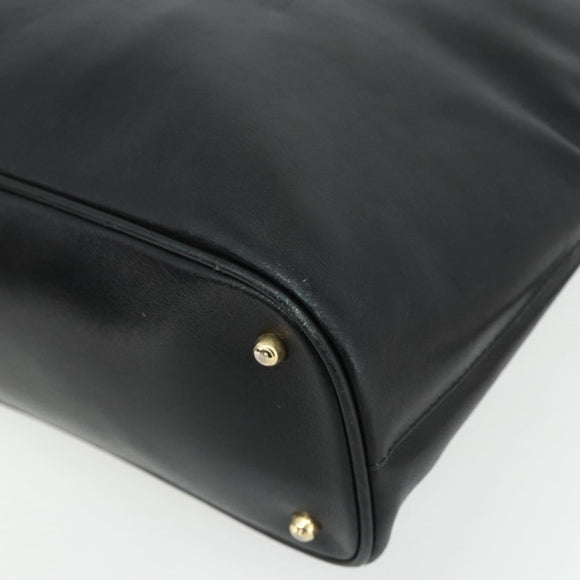 GUCCI Bamboo Hand Bag Leather 2 Set Black Gold 000 1448 0289 Auth bs34727