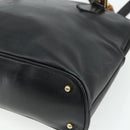 GUCCI Bamboo Hand Bag Leather 2 Set Black Gold 000 1448 0289 Auth bs34727-18