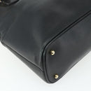 GUCCI Bamboo Hand Bag Leather 2 Set Black Gold 000 1448 0289 Auth bs34727-9