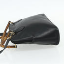 GUCCI Bamboo Hand Bag Leather 2 Set Black Gold 000 1448 0289 Auth bs34727-3