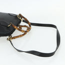 GUCCI Bamboo Hand Bag Leather 2 Set Black Gold 000 1448 0289 Auth bs34727-8