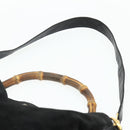 GUCCI Bamboo Hand Bag Suede 2way Black Gold 001 1014 1577 Auth bs34728-14