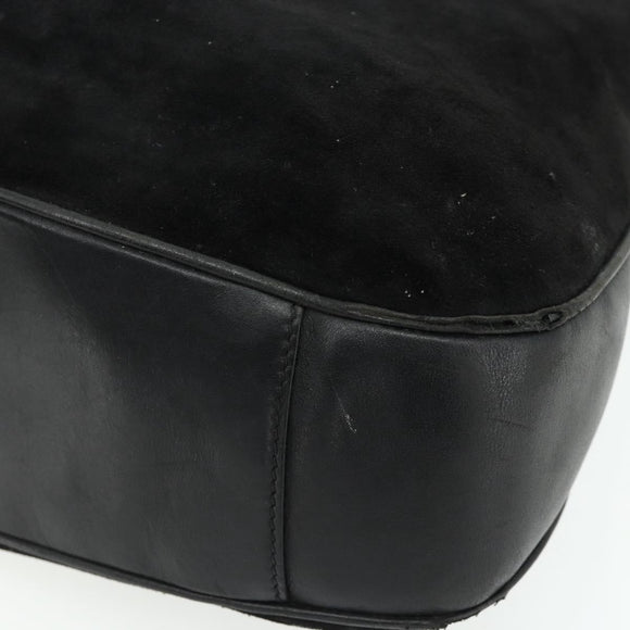 GUCCI Bamboo Hand Bag Suede 2way Black Gold 001 1014 1577 Auth bs34728