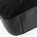 GUCCI Bamboo Hand Bag Suede 2way Black Gold 001 1014 1577 Auth bs34728-15