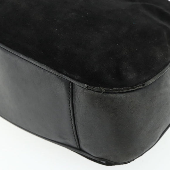 GUCCI Bamboo Hand Bag Suede 2way Black Gold 001 1014 1577 Auth bs34728