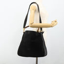GUCCI Bamboo Hand Bag Suede 2way Black Gold 001 1014 1577 Auth bs34728-23
