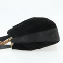 GUCCI Bamboo Hand Bag Suede 2way Black Gold 001 1014 1577 Auth bs34728-3